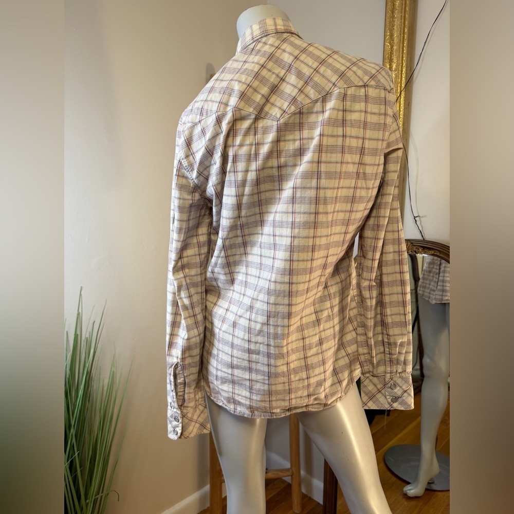 LEVIS PLAID WESTERN PEARL SNAP UP SHIRT SLIM FIT MEDIUM VINTAGE 1990's - Picture 2 of 9
